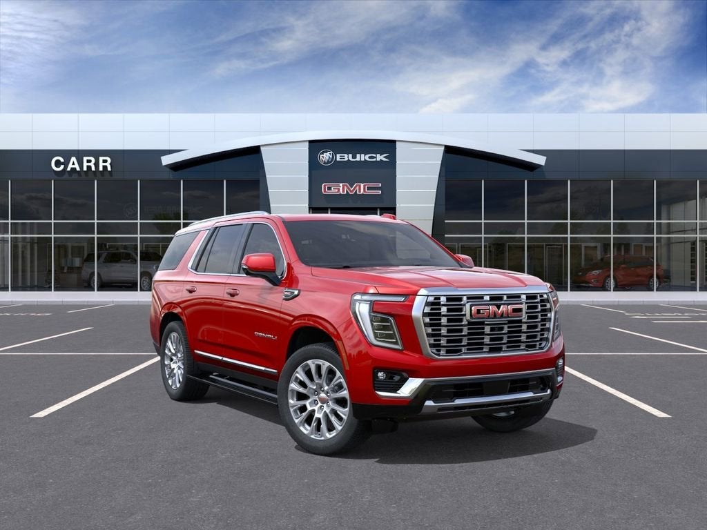 2026 GMC Yukon Denali in Volcanic Red Tintcoat — front three-quarter view