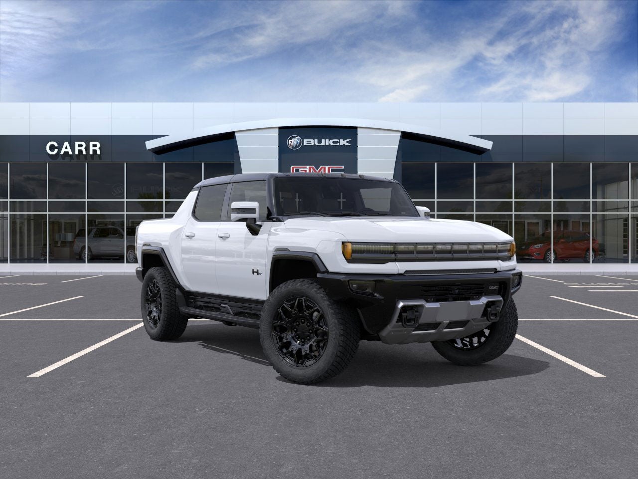 2025 GMC HUMMER EV Pickup 2X in Interstellar White — front three-quarter view