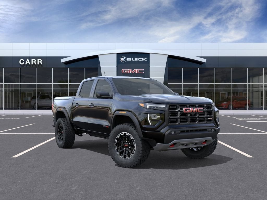 2026 GMC Canyon AT4 in Onyx Black — front three-quarter view