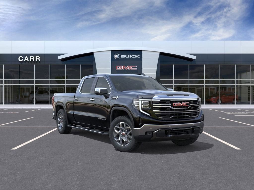2026 GMC Sierra 1500 SLT in Onyx Black — front three-quarter view