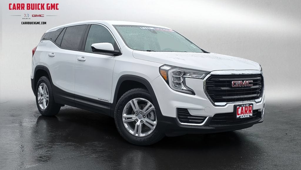 2022 GMC Terrain SLE in Summit White — front three-quarter view