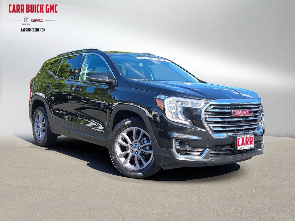 2024 GMC Terrain SLT in Ebony Twilight Metallic — front three-quarter view
