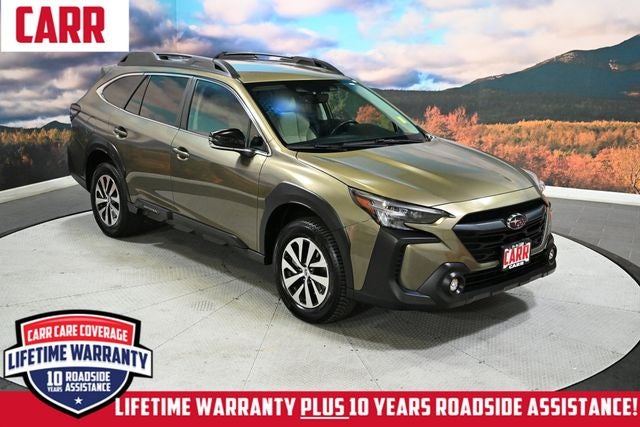 2025 Subaru Outback Premium in Autumn Green Metallic — front three-quarter view