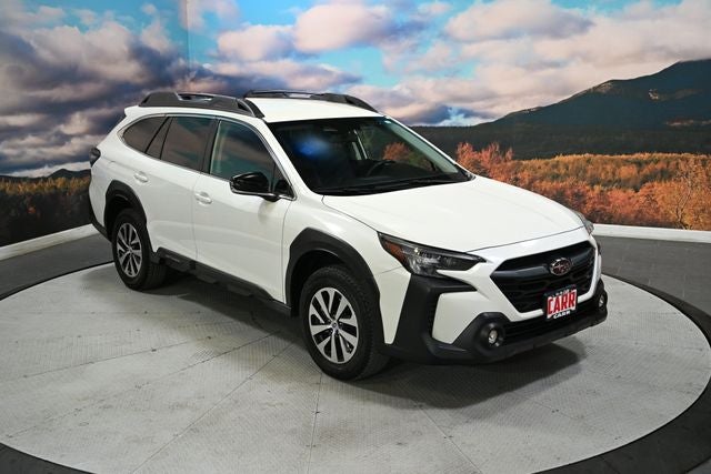 2023 Subaru Outback Premium in Crystal White Pearl — front three-quarter view