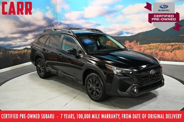2025 Subaru Outback Onyx Edition in Crystal Black Silica — front three-quarter view
