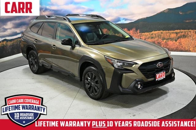 2024 Subaru Outback Onyx Edition in Autumn Green Metallic — front three-quarter view