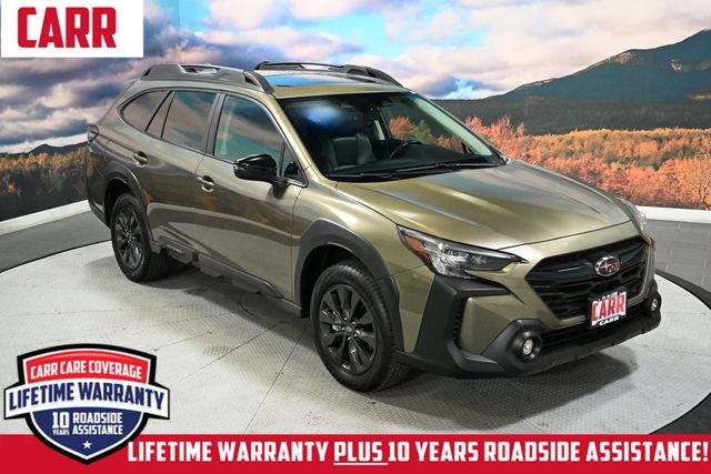 2025 Subaru Outback Onyx Edition in Autumn Green Metallic — front three-quarter view
