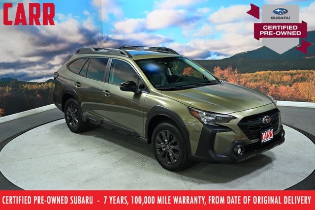 2025 Subaru Outback Onyx Edition in Autumn Green Metallic — front three-quarter view