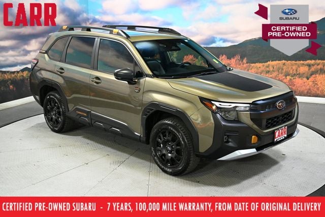 2026 Subaru Forester Wilderness in Autumn Green Metallic — front three-quarter view