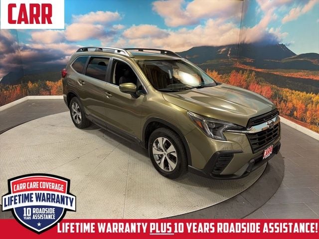 2025 Subaru Ascent Premium in Autumn Green Metallic — front three-quarter view