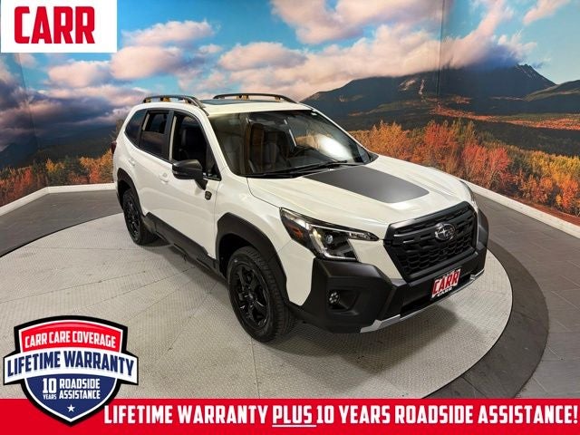 2024 Subaru Forester Wilderness in Crystal White Pearl — front three-quarter view